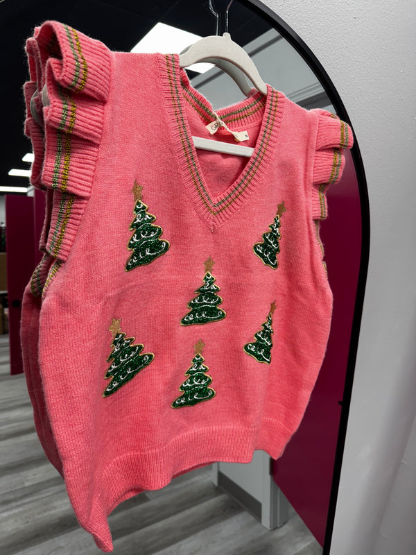 Glitter Christmas Tree Sweater Vest