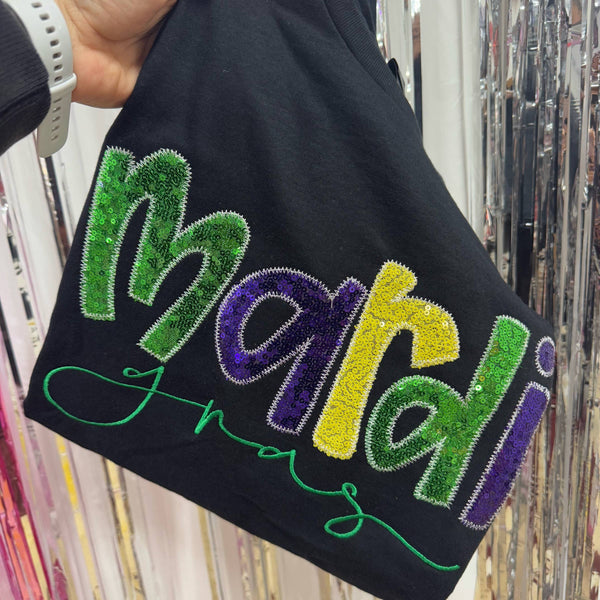 Mardi Gras Real Sequins Short Sleeve