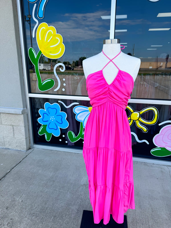 Light Pink Halter Midi Dress