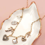 Charm Necklace Bow Cross Heart