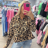 Leopard Button Up Top Jacket