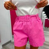 Pink Belted Shorts