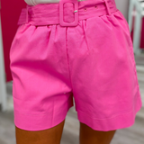Pink Belted Shorts