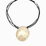 Organic Pebble 3-Row Leather Necklace