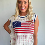 American Flag Crochet Sleeveless Top