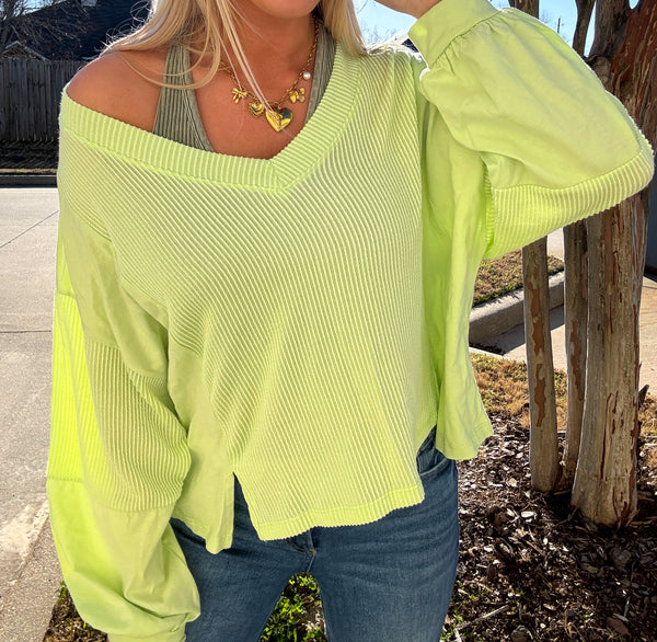 Lime Ribbed Top