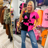 Pink Pumpkin Short Sleeve Sweater