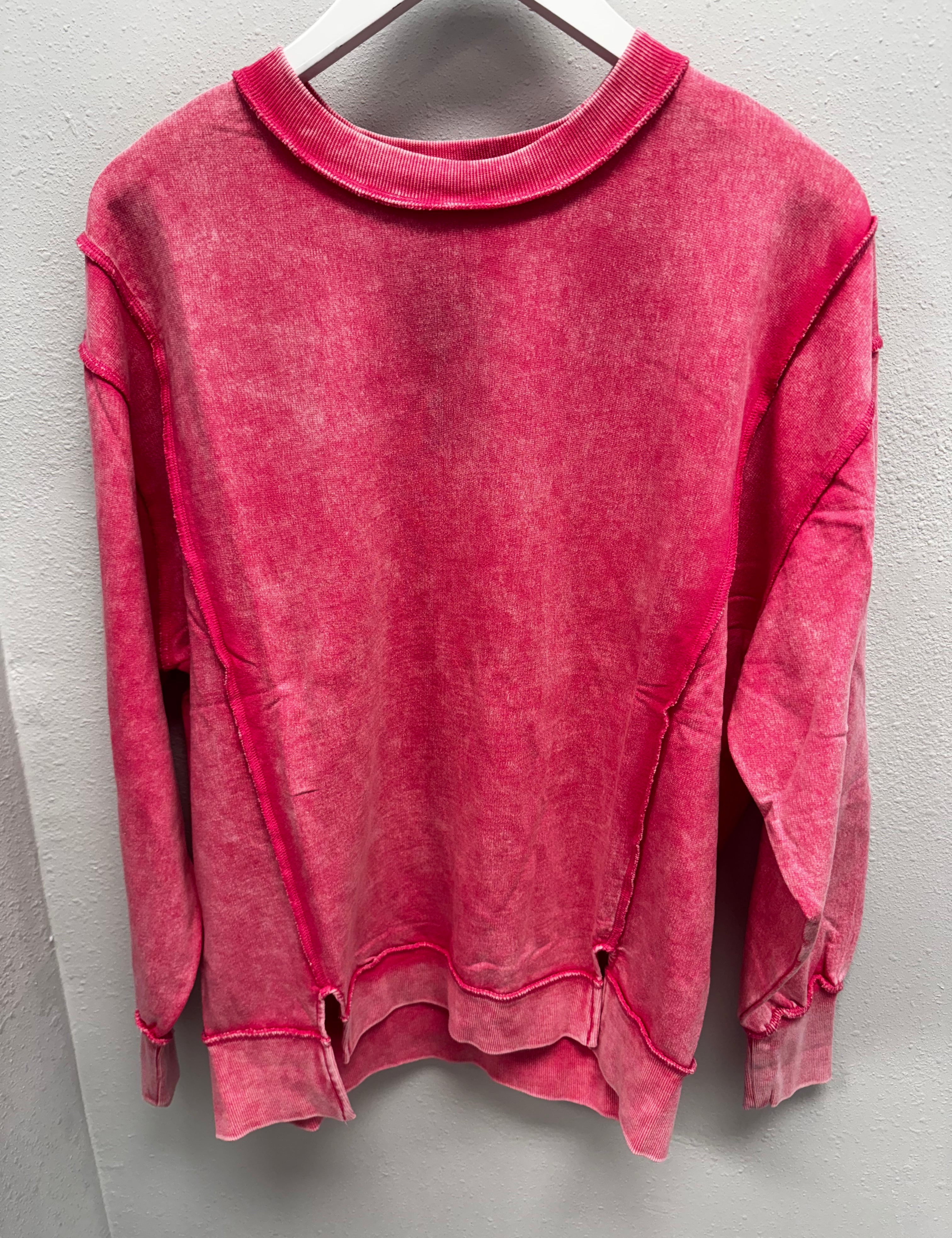 BLACK FRIDAY | Acid Wash F/terry Exposed-seam Sweatshirt TW-5249A