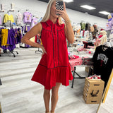 Red and Black Collar Dress