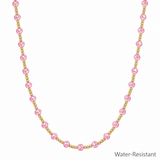 Water Resistant Gold and pink Crystal Beaded 16"-18" Necklace