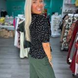 Black and White Polka Dot Collar Top
