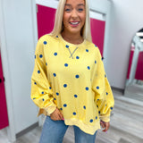 Dot Your Way Pullover | Yellow and Blue