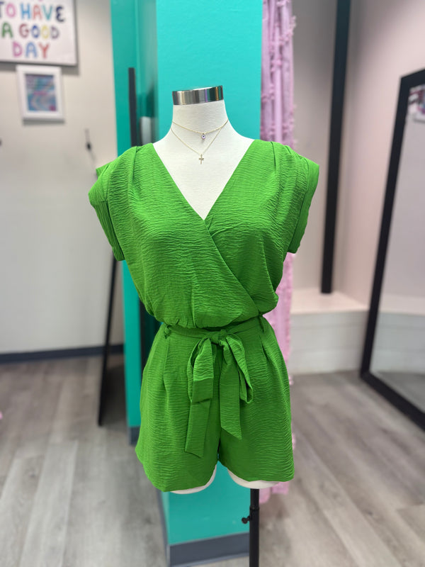 Green Shorts with Bow Belt
