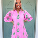 Pink Palm Mini Dress