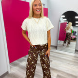 Floral Pants Brown Cream Green