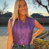 Metallic Purple Sleeveless Sweater