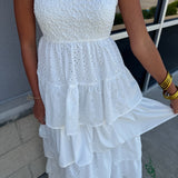 Tiered White Eyelet Dress