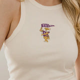 LSU Tigers Mascot Flag Off White Micro Cropped Tank