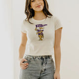 Lsu Tigers Mascot Flag Off White Micro Cropped Tee