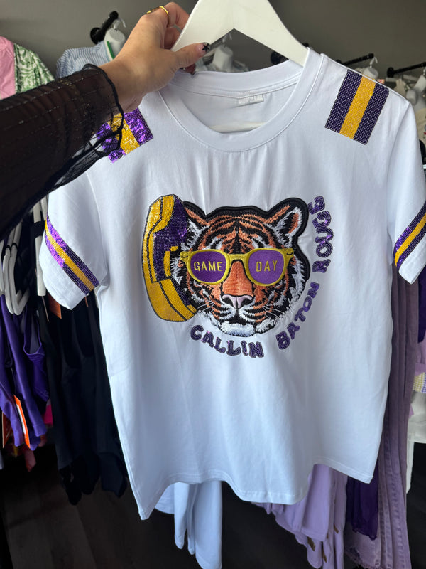 Calling Sequin Tiger T-Shirt