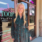 Teal and Rose Gold Velvet Dress