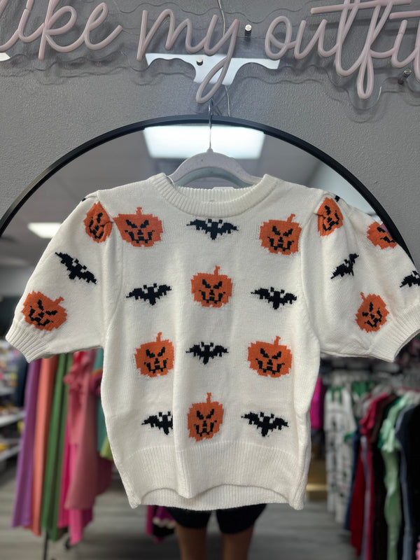 Get Spooky Halloween Bat Pattern Sweater