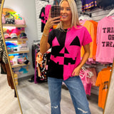 Pink Pumpkin Short Sleeve Sweater