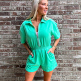 Seafoam Green Zip Romper