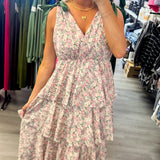 Layers of Love Floral Dress - Rose