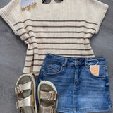 My Story Striped Sweater - Cream and Brown