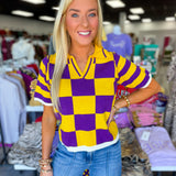 Victory Check Sweater Top