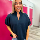 Can't Let Go Of You Collar Top | Navy