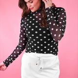 Keigan Mesh Top- After Dark Polka Dot