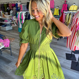 See You Smile Zip Dress Olive