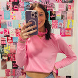 Frilled Top Be Here Long Sleeve Top -  Baby Pink
