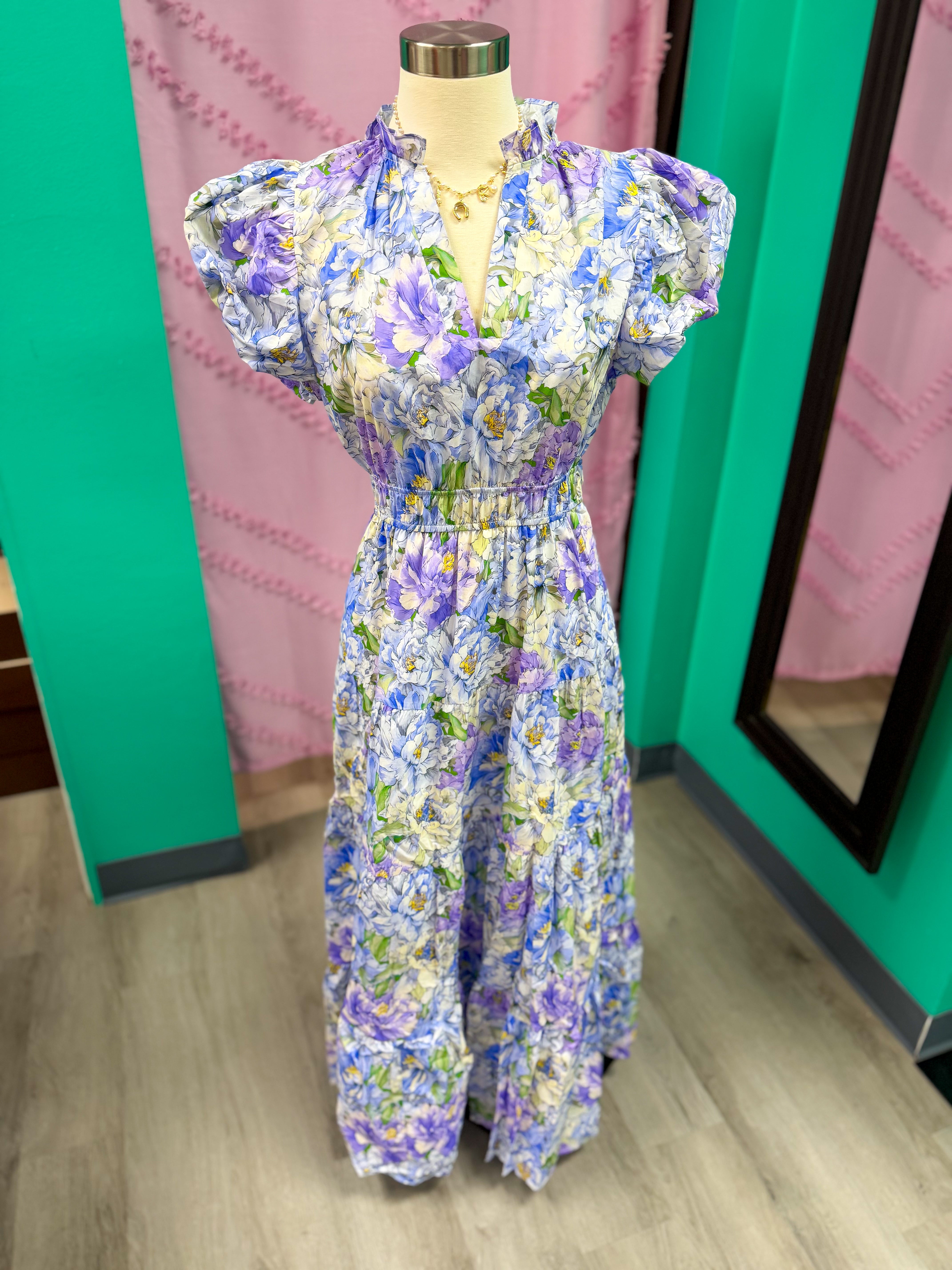 Lavender Flower Bouquet Dreams Maxi Dress