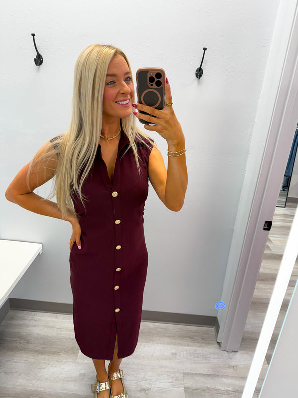 Just You and Me V-Neck Midi Shirt Dress