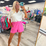 Pink Belted Shorts