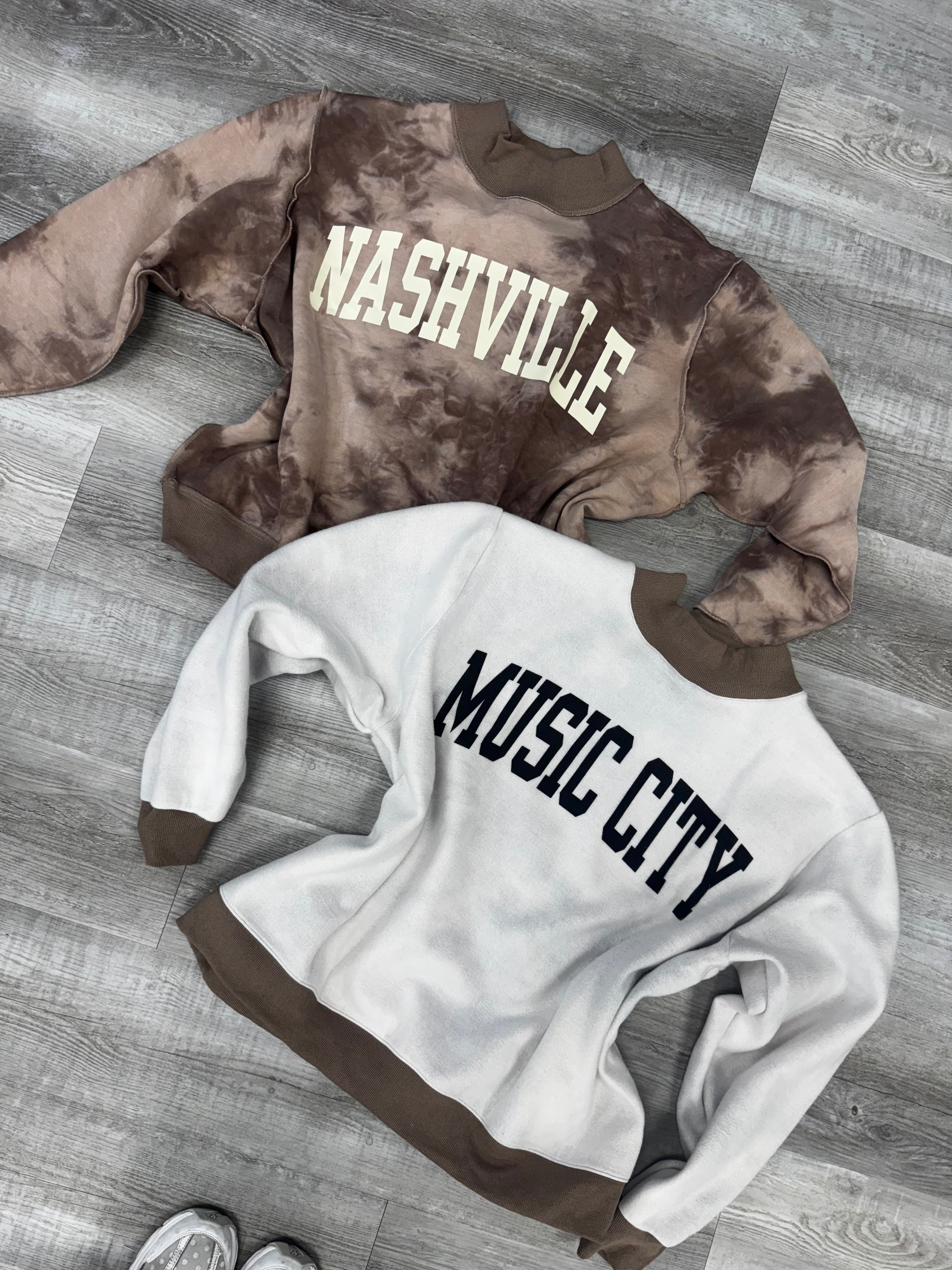 Nashville Tie Dye Mock Neck | REVERSIBLE - Music City