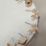 Trio Huggie Pearl Gold Hoop Earrings | 80E5596