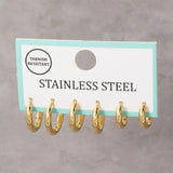 Stainless Steel Mixed Hoop Earrings Set