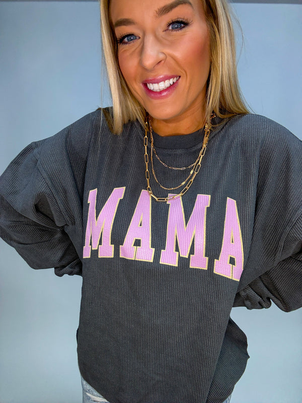 Black and Pink Mama Mineral Wash Sweatshirt