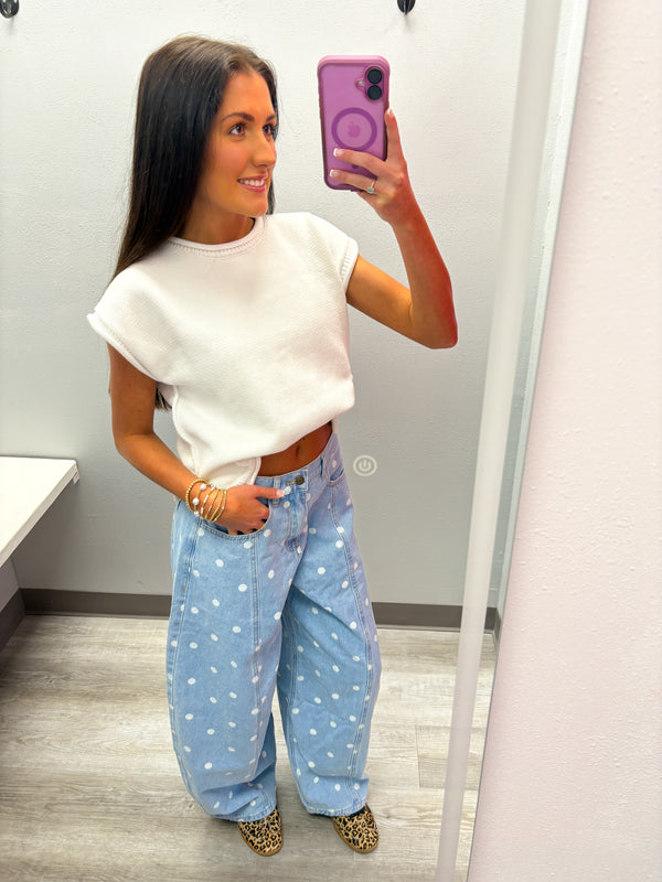 Polka Dot Barrel Jeans
