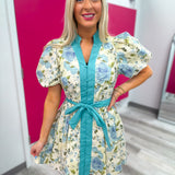 Seafoam Garden Tie-Front Dress