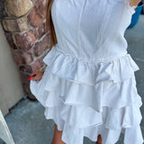 Game Daze Denim Strapless Dress - White