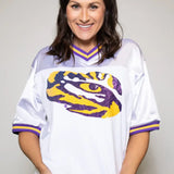 LSU Tiger Eye (Licensed) | Sequin Design Football Jersey White