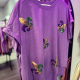 Ready to Roll Sequin Fleur Acid Wash Top