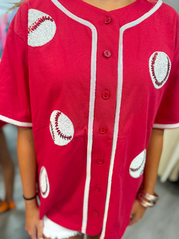 To the Ball Game Sequin Baseball Jersey