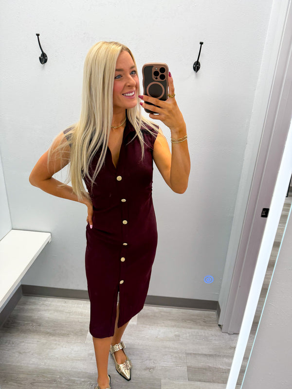 Just You and Me V-Neck Midi Shirt Dress