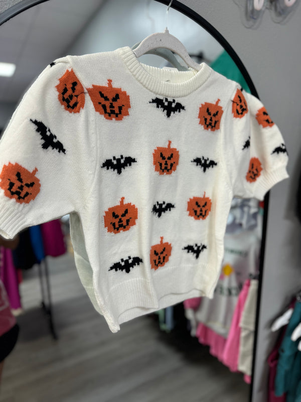 Get Spooky Halloween Bat Pattern Sweater